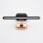 Modern Matte Black & Rose Gold Adjustable LED Picture Light – Vanity Mirror Lamp