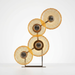 Modern 4-Cluster Textured Amber Glass Sunburst LED Wall Sconce