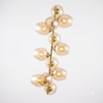 Modern 10-Light Asymmetrical Branching Amber Glass Globe Chandelier – Brushed Brass