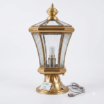 Luxury Polished Brass Clear Glass Hexagonal Tapered Gate Lantern
