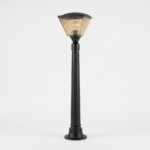 Vintage Fluted Pedestal Post Light with Pleated Inverted Glass Lantern Head