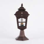 Antique Bronze Outdoor Gate Pillar Light with Windowpane Grid – Die-Cast Aluminum (E27)