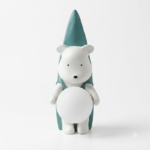 3D Polar Bear Wall Sconce with Glowing Moon Orb (Green Hood)
