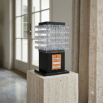 Modern Multi-Tier Clear Acrylic Cube Gate Pillar Light – Matte Black Base - Image 2