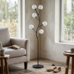 Modern 6-Light Branching Tree Floor Lamp with Frosted Opal Glass Globes - Image 2