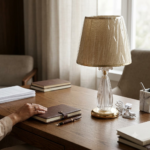 Luxury Faceted Crystal Teardrop Bedside Table Lamp with Gold-Trimmed Linen Shade - Image 2