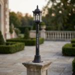 Gothic Arched Outdoor Lantern Post Light – Matte Black Weatherproof Aluminum - Image 2