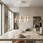 Modern Helical Corkscrew LED Linear Chandelier – Polished Rose Gold & White - Image 2