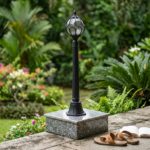 0.8M Armillary Wire Cage Globe Garden Post Light – Matte Black (E27) - Image 2