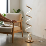 Modern Helical Spiral LED Floor Lamp – Mirror Polished Gold / Rose Gold - Image 2