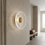 Modern Flush Mount Sunburst Textured Glass LED Wall Sconce - Dual Glow - Image 2