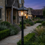2M Pagoda Carriage Lantern Street Lamp Post – Matte Black Cast Aluminum (E27) - Image 2