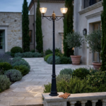 2M 2-Light Modern Chalice Head Outdoor Street Lamp Post – Matte Black - Image 2