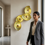 Modern 4-Cluster Textured Amber Glass Leaf LED Wall Sconce - Image 2