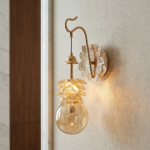 Luxury Cascading Amber Crystal Cluster Wall Sconce - Rose Gold Hook - Image 2