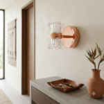 Luxury Polished Rose Gold Crystal Goblet Spotlight Wall Sconce - Image 2
