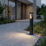 Modern Cylindrical Scoop LED Pathway Bollard Light – Anthracite Dark Grey (IP65) - Image 2