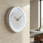 Modern Minimalist Round Halo LED Backlit Wall Clock - White Finish - Image 2