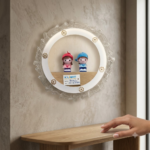 Crystal Feather-Edge LED Wall Sconce with Beanie Couple Figurines - Image 2