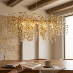 Luxury Golden Tree Branch Chandelier with Cascading Amber Crystal Clusters - Image 2