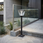 Sleek Flared Chalice LED Garden Pathway Light – Matte Black Aluminum - Image 2
