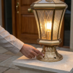 Luxury Polished Brass Clear Glass Hexagonal Tapered Gate Lantern - Image 2