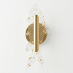 Luxury Koi Fish Acrylic LED Wall Sconce with Suspended Gold Leaf Flakes