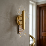 Luxury Koi Fish Acrylic LED Wall Sconce with Suspended Gold Leaf Flakes - Image 2