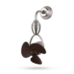 Brushed Nickel Industrial Wall-Mounted Fan with Dark Walnut Blades
