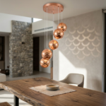 4-Light Rose Gold Laser-Cut Spherical Pendant Chandelier - Image 2