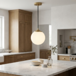 Minimalist Frosted Glass Globe Pendant Light with Brushed Brass Cap - Image 2