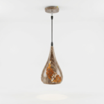 Scandinavian Wood Grain Teardrop Pendant Light with Geometric Laser Cutouts