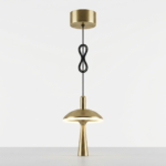 Modern Brushed Brass Mushroom Disc LED Pendant Light