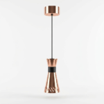 Modern Polished Rose Gold Hourglass Pendant Light with Black Waist Band