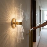Modern Textured Swirl Acrylic LED Wall Sconce with Gold Brass Accent - Image 2