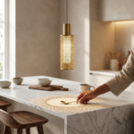 Modern Brushed Brass Honeycomb Mesh Cylinder LED Pendant Light - Image 2