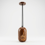 Scandinavian Wood Grain Mini Capsule Pendant Light with Spiral Motif Cutout