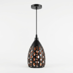 Matte Black Teardrop Metal Pendant Light with Irregular Honeycomb Lattice Cutouts