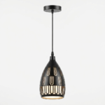 Modern Matte Black Teardrop Pendant Light with Elongated U-Slot Cutouts