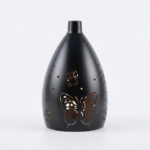 Matte Black Teardrop Pendant Light with Laser-Cut Butterfly & Polka Dot Motifs