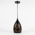 Modern Matte Black Teardrop Pendant Light with Spiral Wave Slit Cutouts