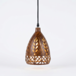 Scandinavian Wood Grain Teardrop Pendant Light with Botanical Leaf Cutouts