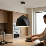 Modern Geometric Faceted Polyhedron Pendant Light - Matte Black - Image 2