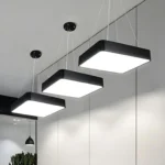 600x600mm Solid Square Architectural LED Ceiling Pendant Light – Matte Black - Image 2