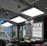 600x600mm Solid Square Architectural LED Ceiling Pendant Light – Matte Black - Image 3