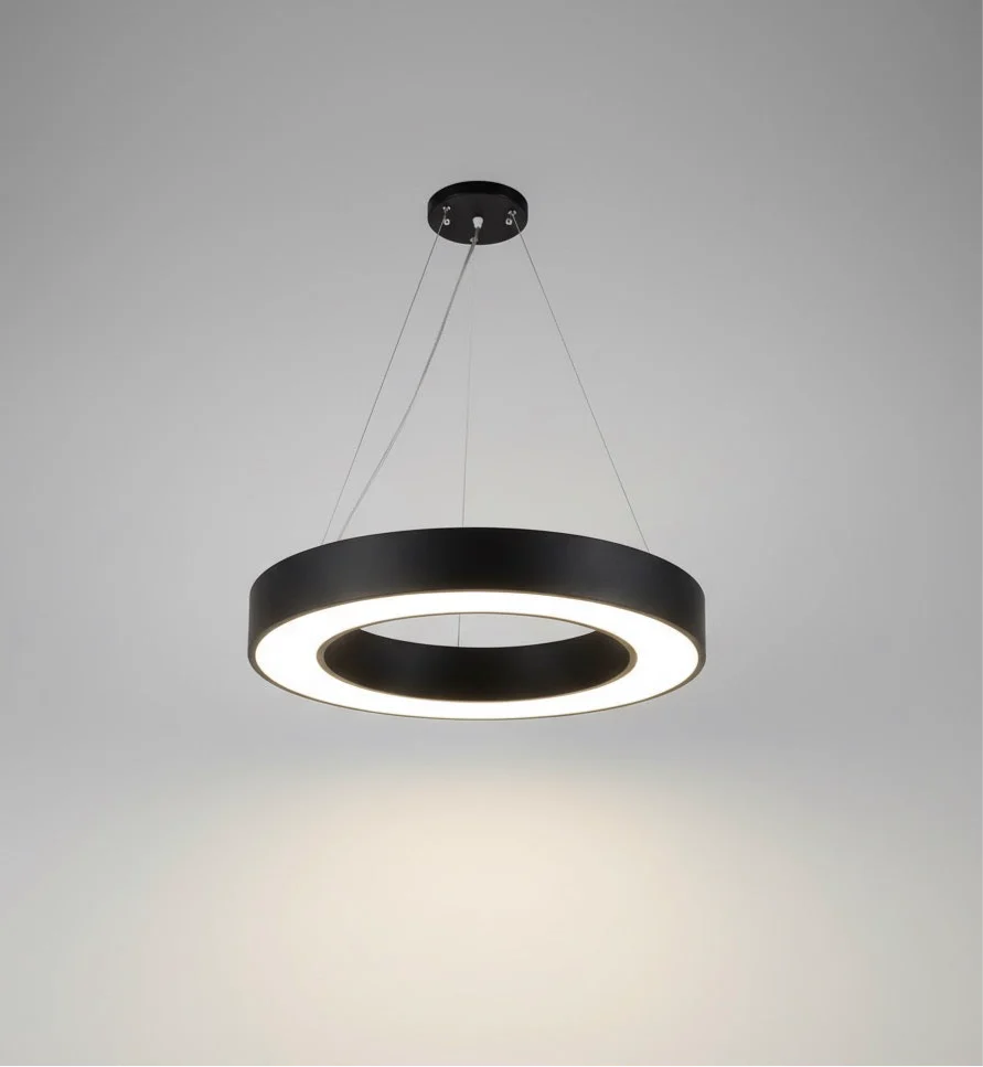 1DE925B8-EE94-4E24-82CE-BA4B56DCE8FE 600mm Circular Halo Ring LED Architectural Pendant Light – Matte Black - Image 1