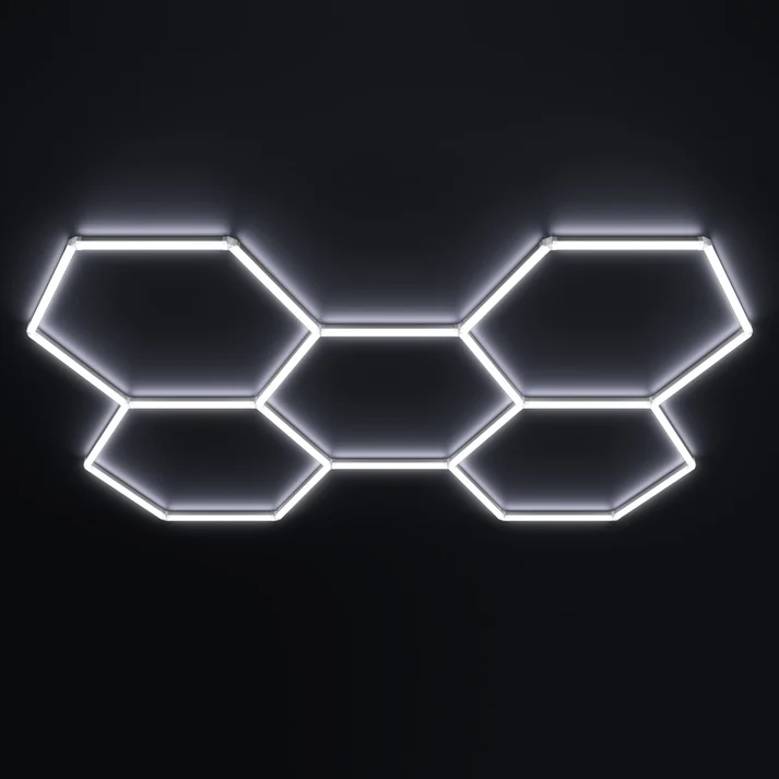 GO-197461cvx 5-Hexagon LED Ceiling Light Grid (6x8 Ft) – Commercial Gym & Studio Lighting - Image 1