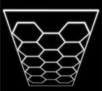 16x8 Ft 14-Hexagon High-Density LED Ceiling Grid with Outer Border – Tri-Color (CCT)