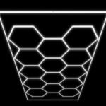 16x8 Ft 14-Hexagon High-Density LED Ceiling Grid with Outer Border – Tri-Color (CCT)