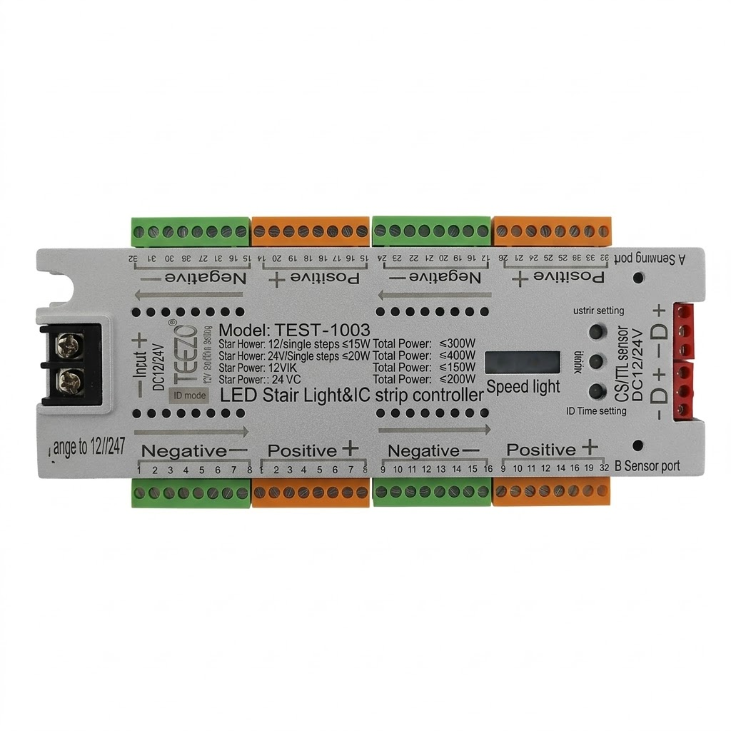 pomelli_photoshoot-1_14 32-Step Smart Staircase LED Light Controller (Model TEST-1003) – 400W Max Load (DC 12V/24V) - Image 1